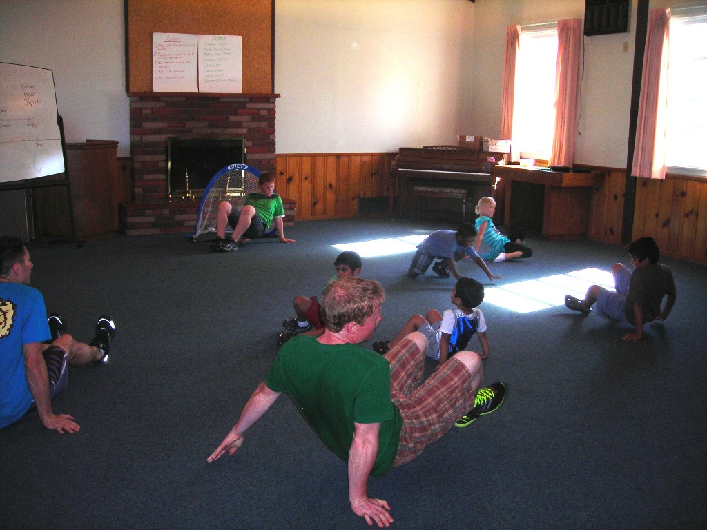 Indoor crab soccer!